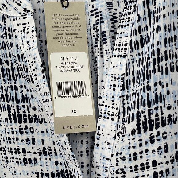 NYDJ Multicolor Split Neck Button Up 3/4 Sleeve Pintuck Blouse Size 3X NWT - Picture 3 of 10